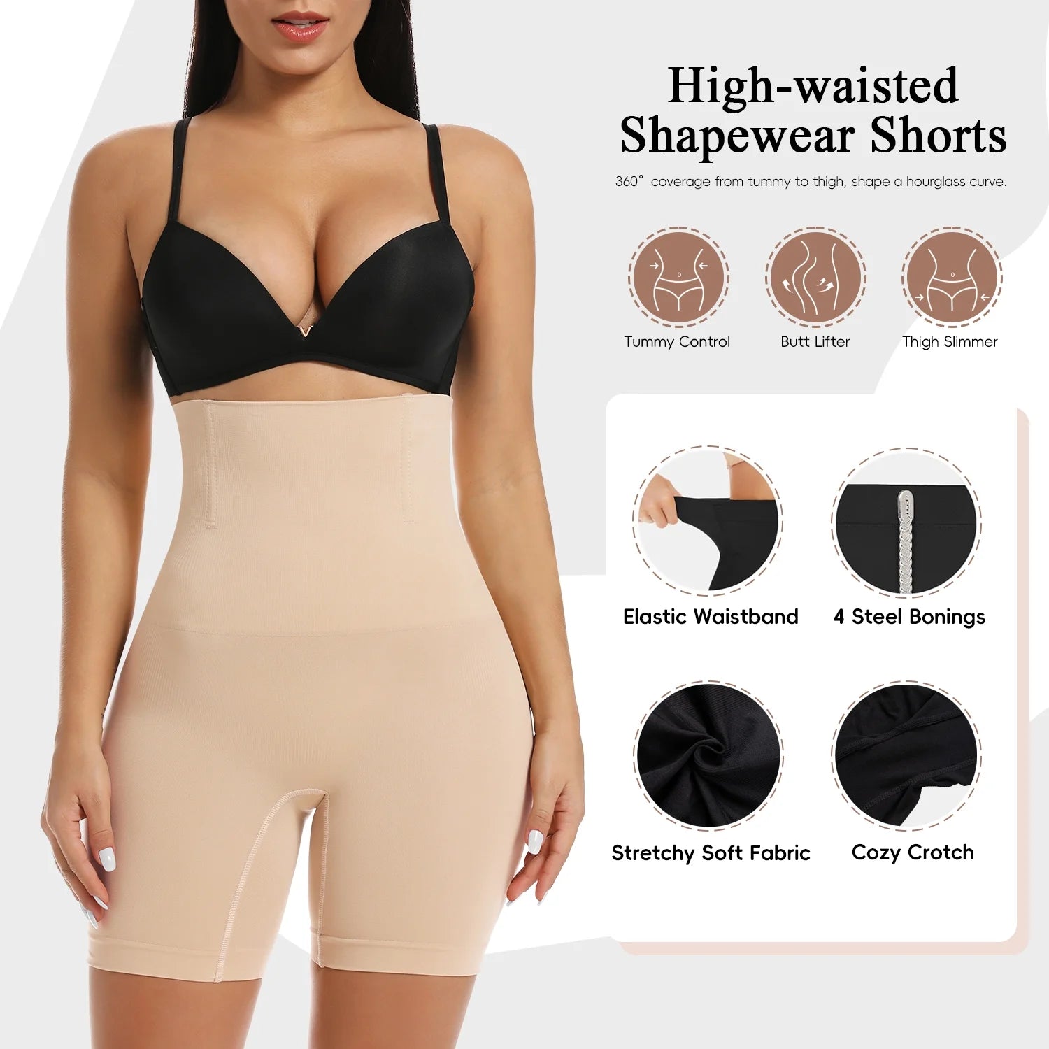 Women'S Shapewear Shorts High Waist Tummy Control Body Shaper Thigh Slimmer Slimming Panties