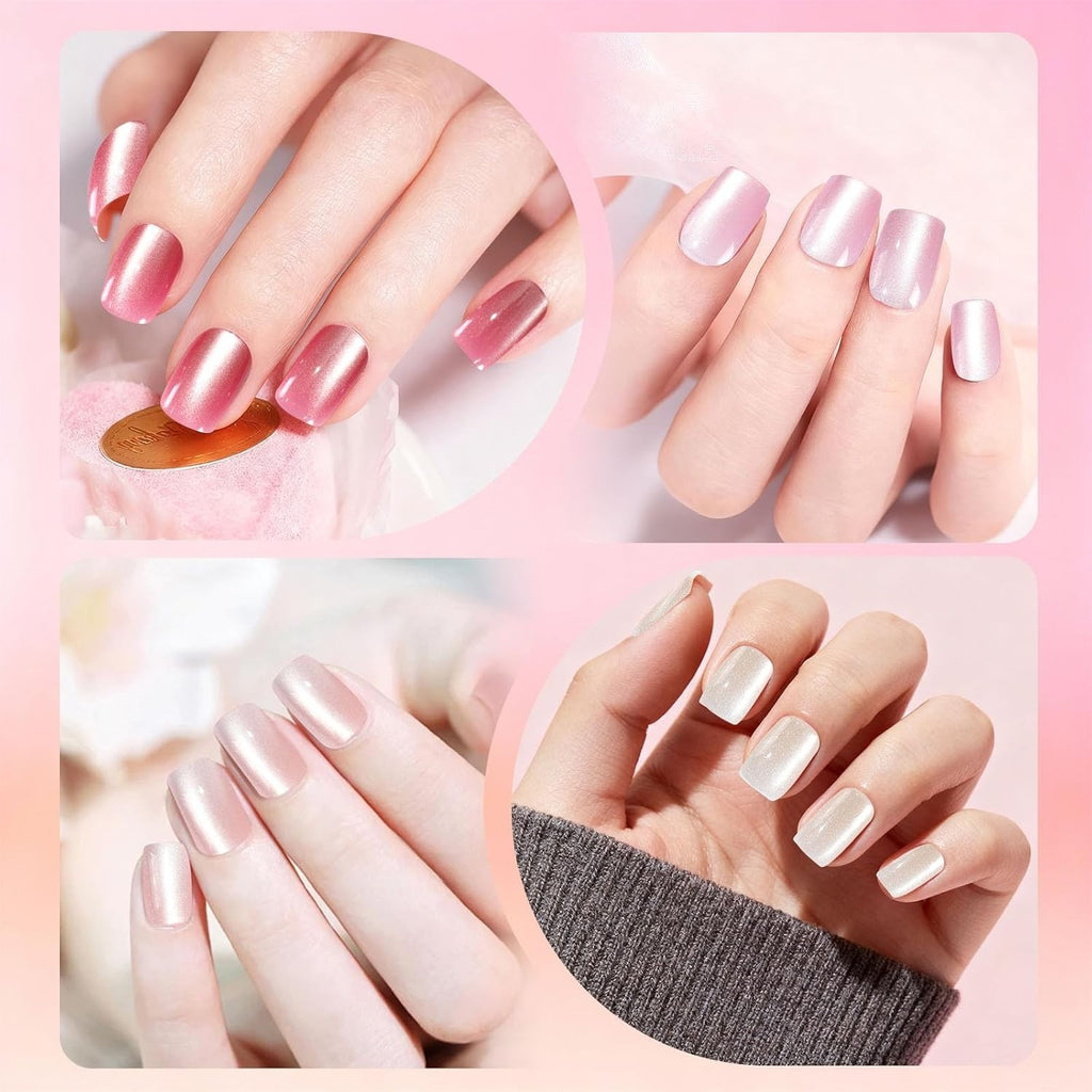 Cat Eye Press on Nails, 15 Full Sizes Range Pink Rude Cat Eye Nails Press Ons 4