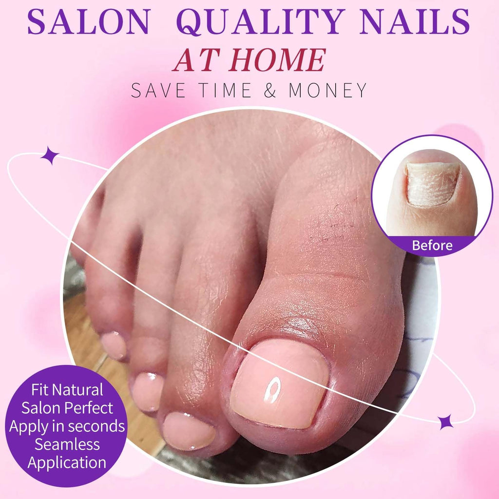 120Pc Nude Press on Toenails Short Square Full Cover False Toe Nails Tips