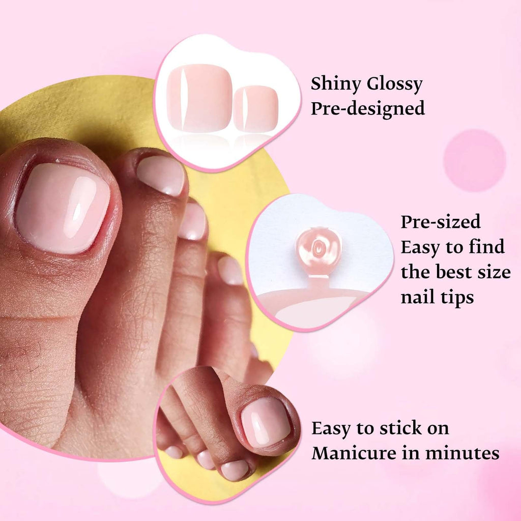 120Pc Nude Press on Toenails Short Square Full Cover False Toe Nails Tips