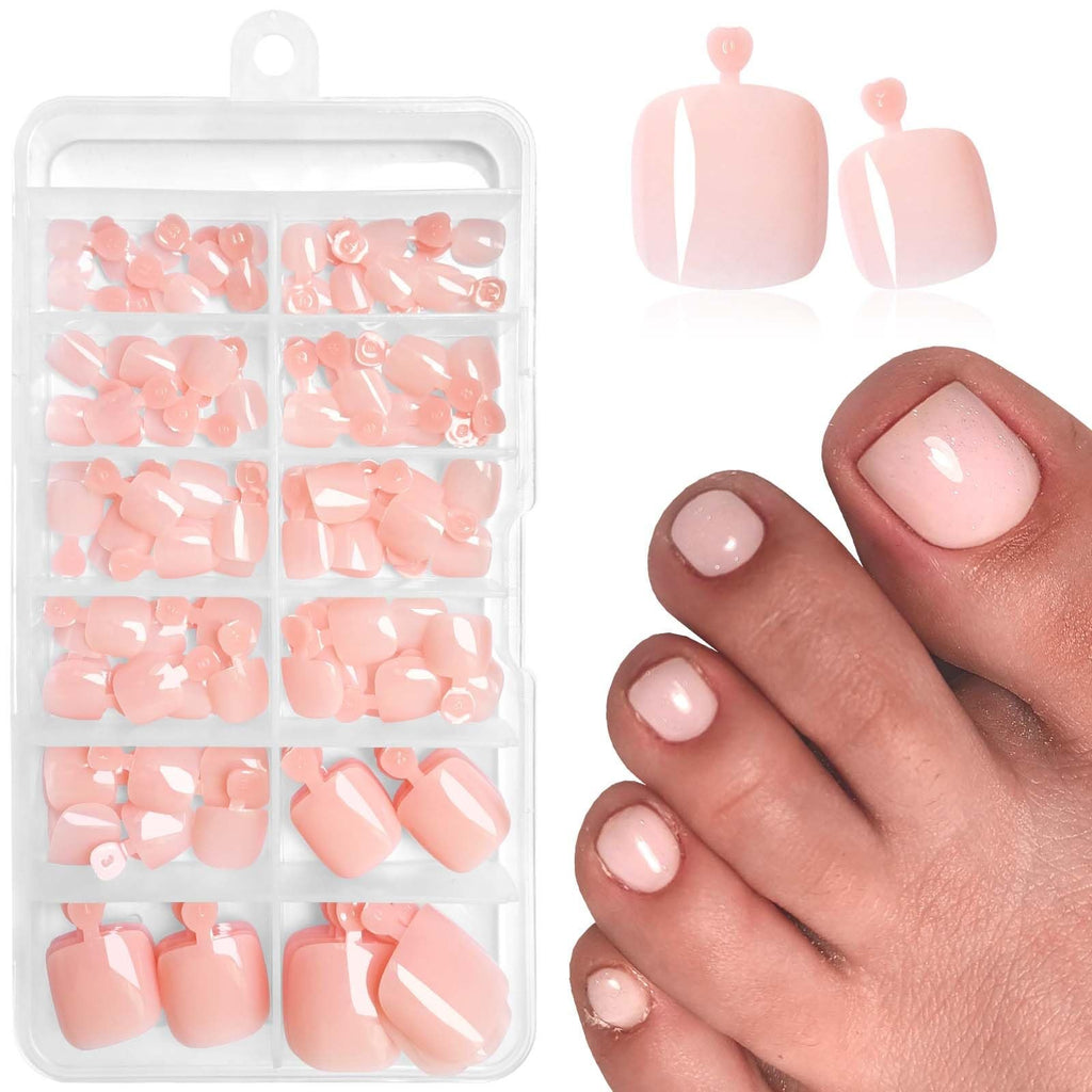120Pc Nude Press on Toenails Short Square Full Cover False Toe Nails Tips