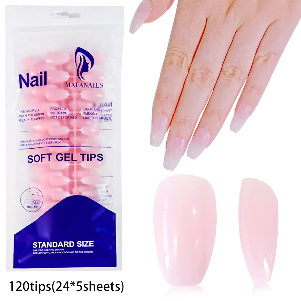 120Pcs Pink Short Square White French Fake Nails 24*5 Strips Full Cover Acrylic Press on Nails Simple French Wearable False Nail