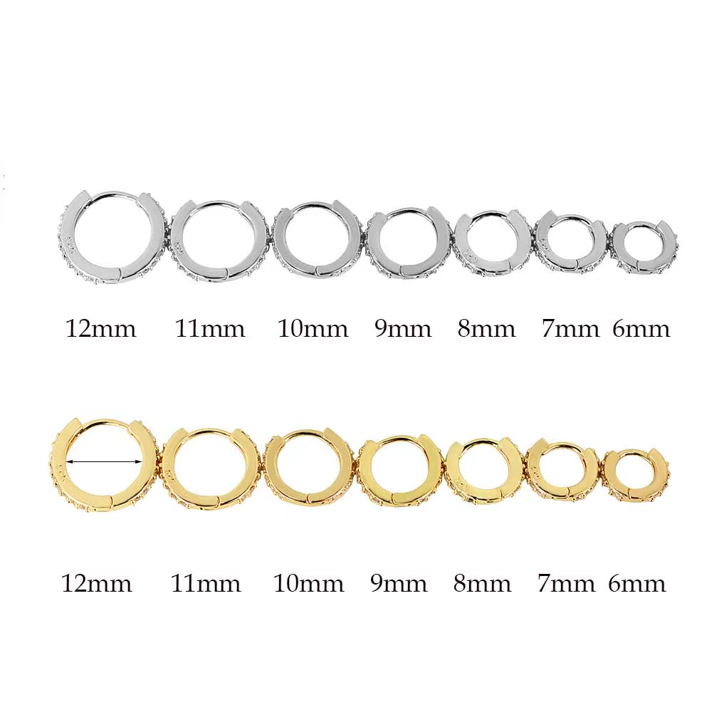 Stainless Steel Minimalist Hoop Earrings with Crystal Zirconia - Small Huggie Thin Cartilage and Helix Tragus Piercing Jewelry (1 Pair)