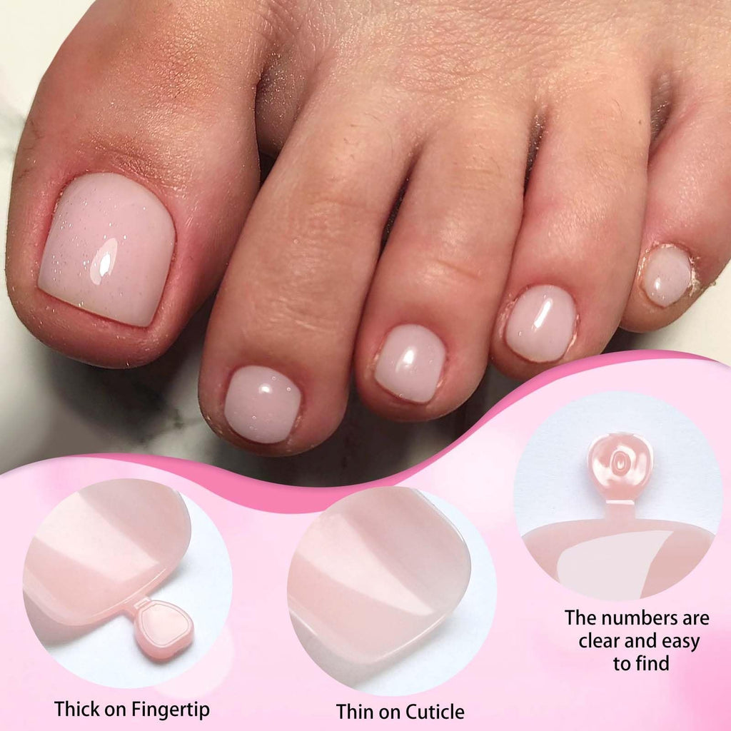 120Pc Nude Press on Toenails Short Square Full Cover False Toe Nails Tips
