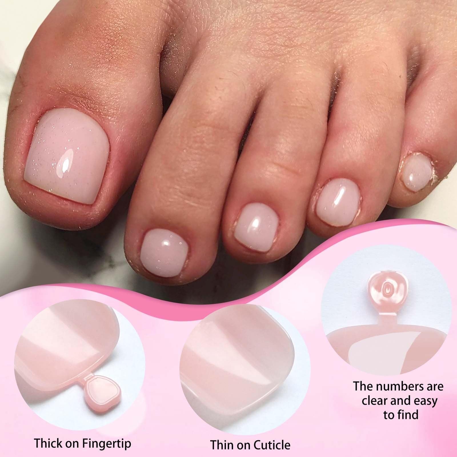 120Pc Nude Press on Toenails Short Square Full Cover False Toe Nails Tips