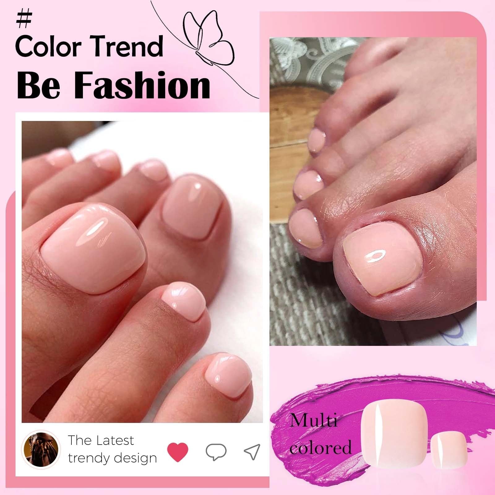 120Pc Nude Press on Toenails Short Square Full Cover False Toe Nails Tips