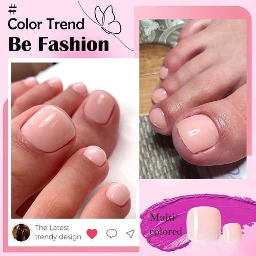 120Pc Nude Press on Toenails Short Square Full Cover False Toe Nails Tips