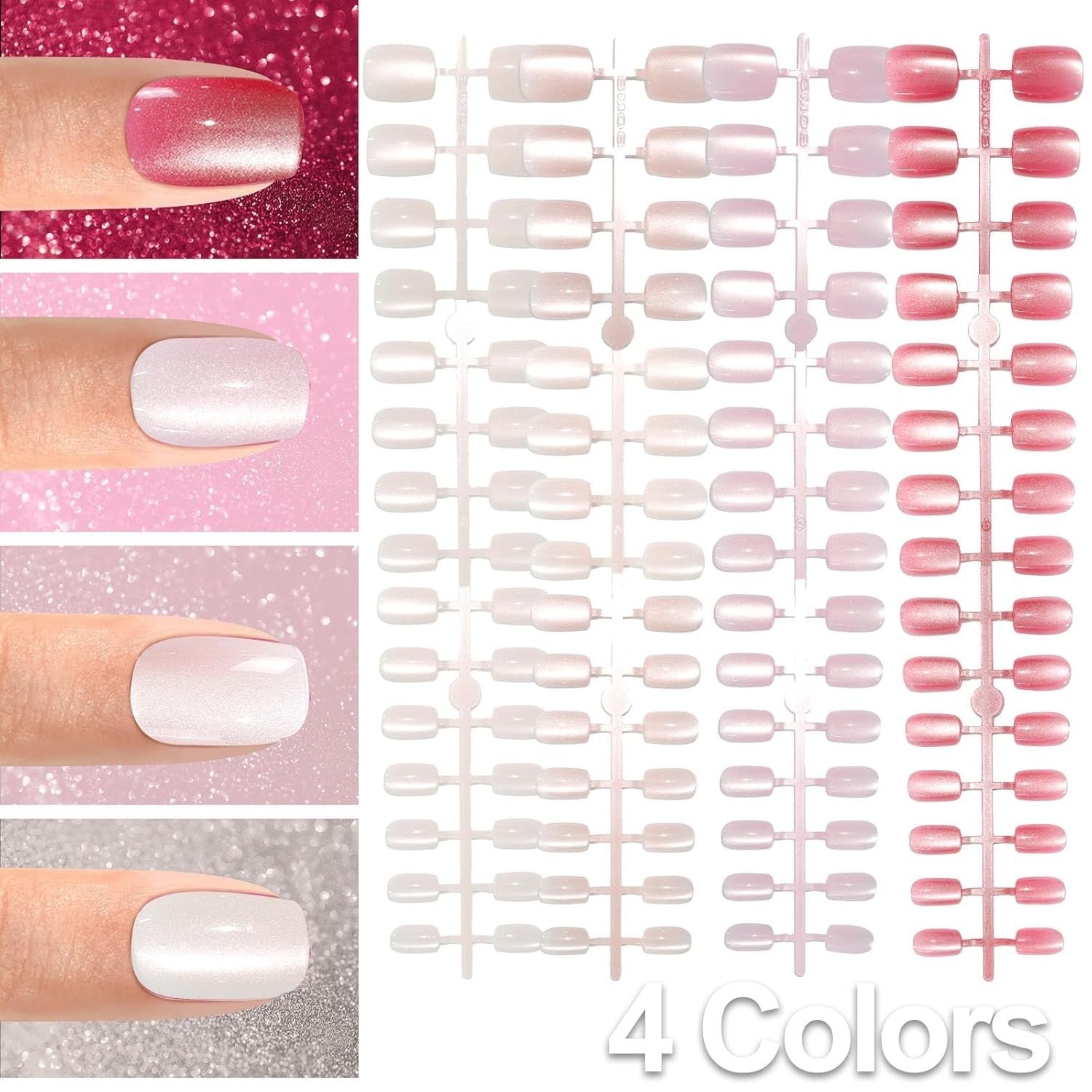 Cat Eye Press on Nails, 15 Full Sizes Range Pink Rude Cat Eye Nails Press Ons 4