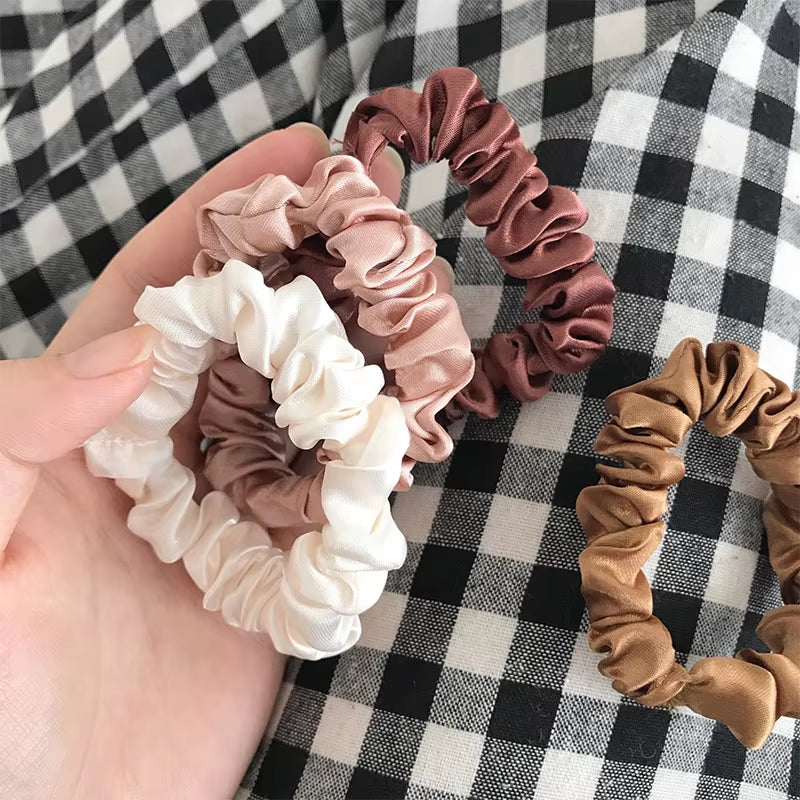 Elegant Silk Hair Scrunchies for Women - Minimalist Solid Color Elastic Ponytail Accessories (6/18 Pcs)