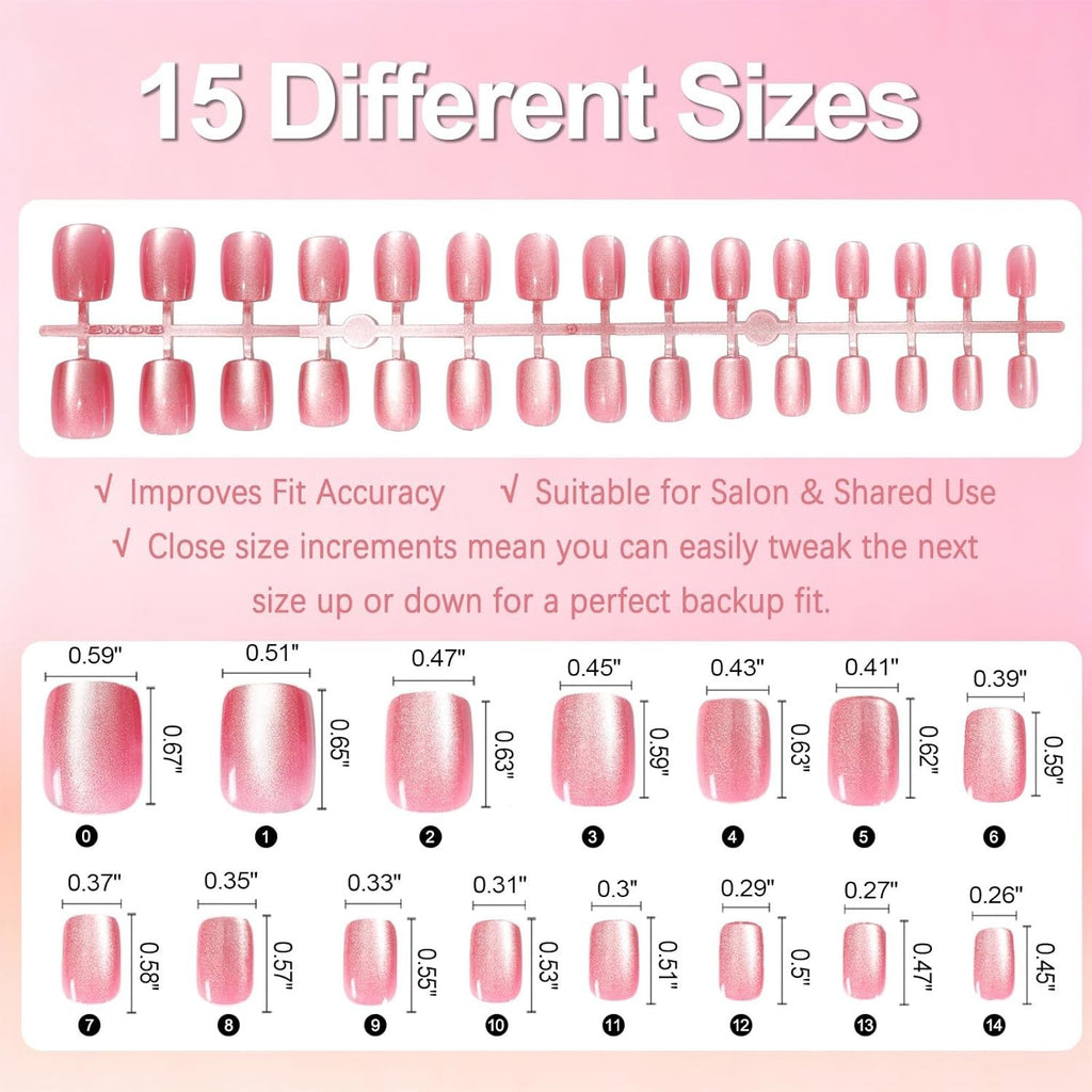 Cat Eye Press on Nails, 15 Full Sizes Range Pink Rude Cat Eye Nails Press Ons 4