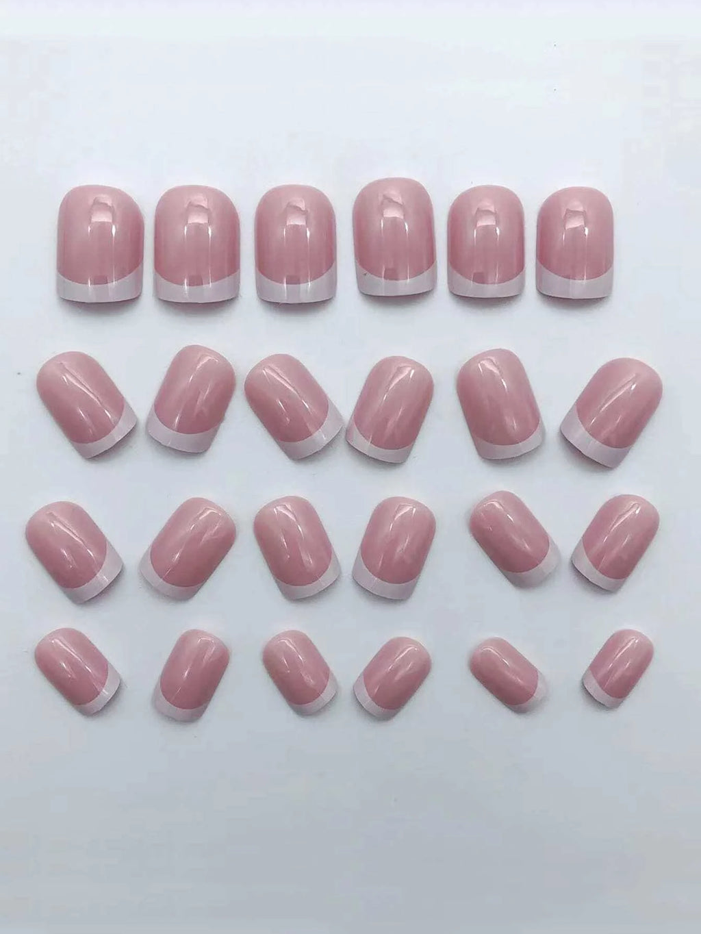 24Pcs/Set Short Square Fake Nails for Women Cute White French Tips Y2K Press on False Nail Supplies