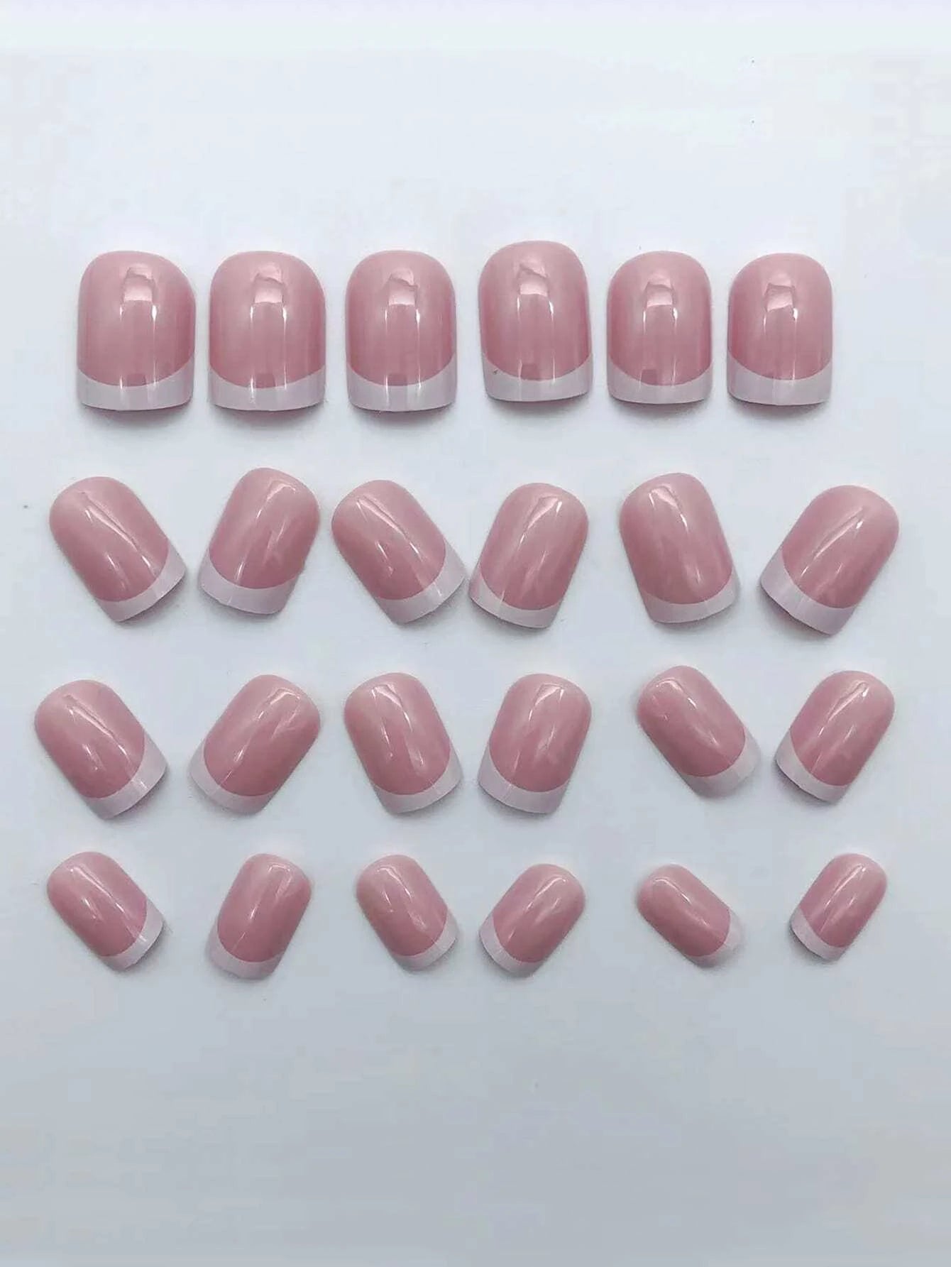 24Pcs/Set Short Square Fake Nails for Women Cute White French Tips Y2K Press on False Nail Supplies