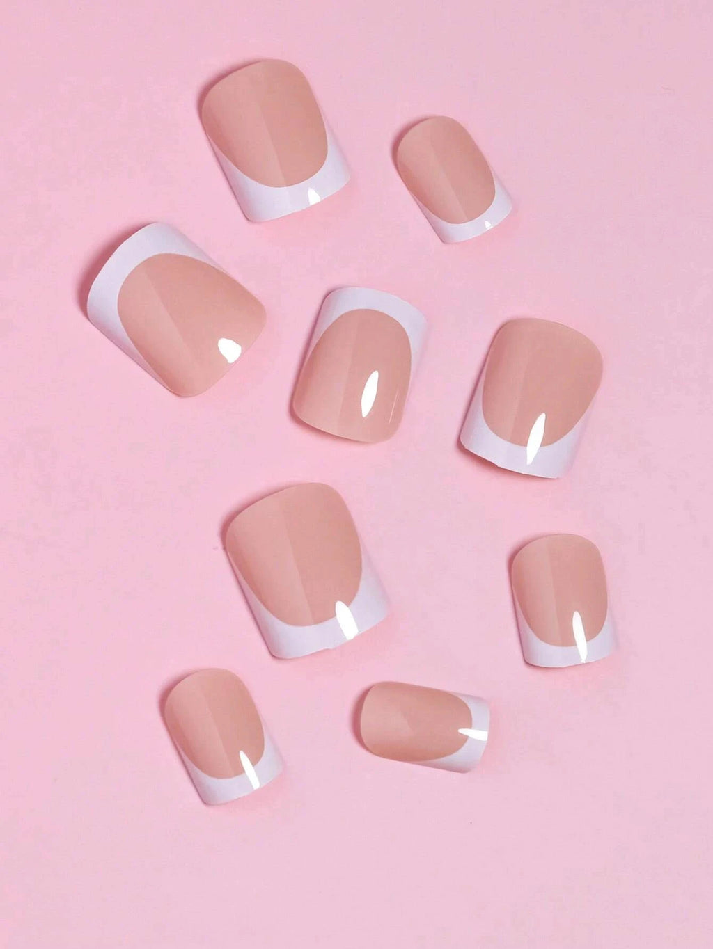24Pcs/Set Short Square Fake Nails for Women Cute White French Tips Y2K Press on False Nail Supplies