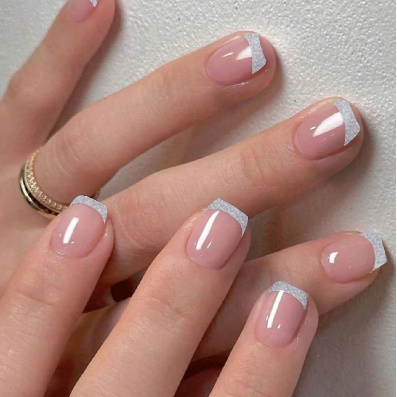 24Pcs/Set Short Square Fake Nails for Women Cute White French Tips Y2K Press on False Nail Supplies