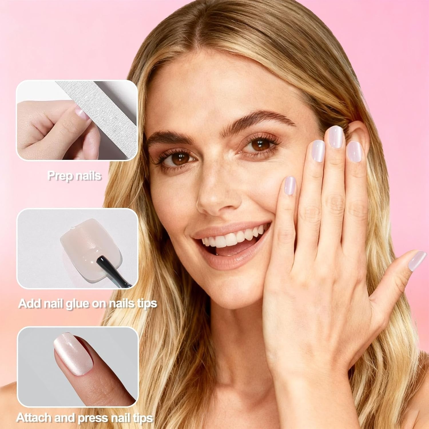 Cat Eye Press on Nails, 15 Full Sizes Range Pink Rude Cat Eye Nails Press Ons 4