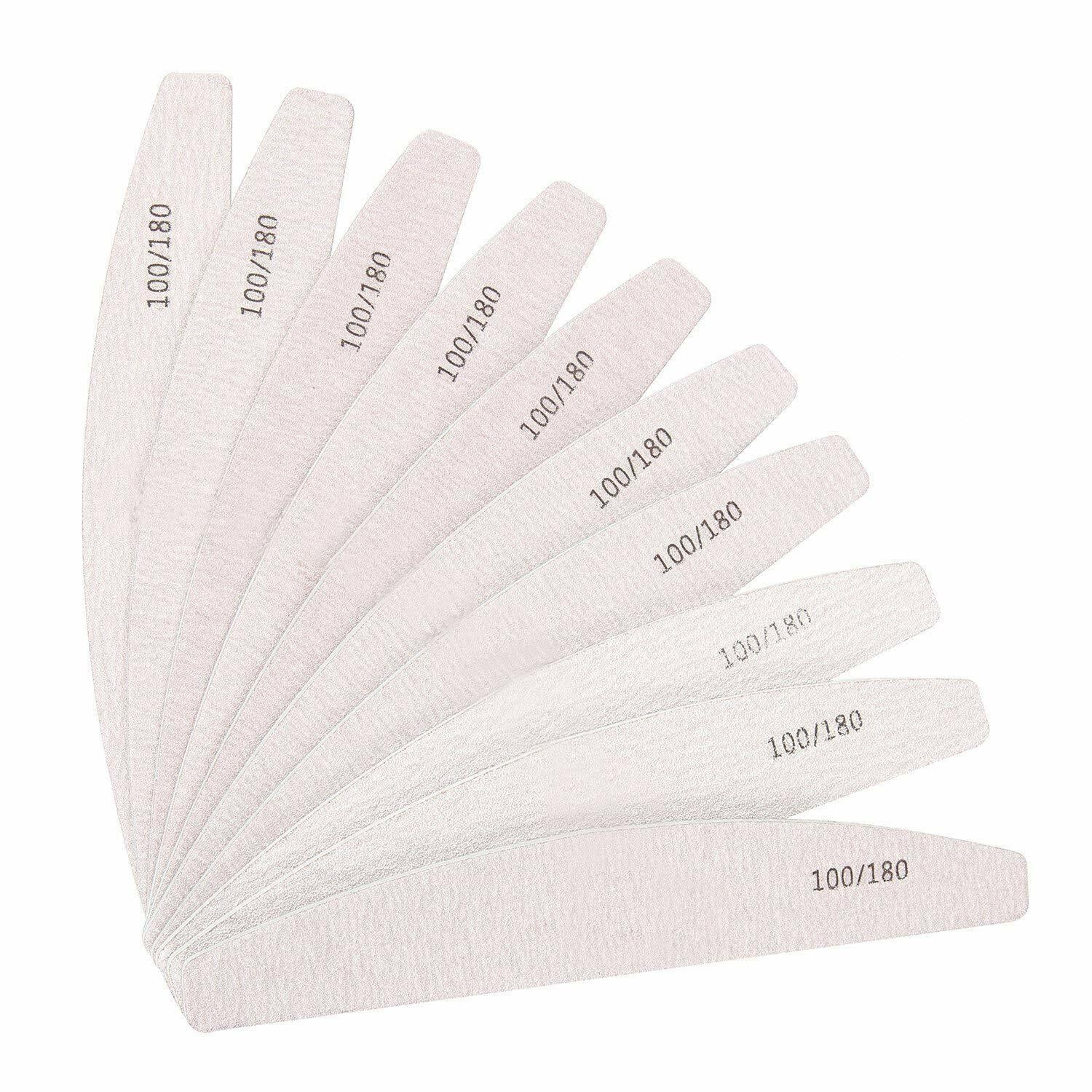 10-Pack 100/180 Grit Nail Files Dual Grit Emery Boards Professional Manicure Set