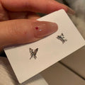 6-Piece Set of Silver Rhinestone Butterfly Stud Earrings for Women - Trendy Punk Heart Earring Collection 2023