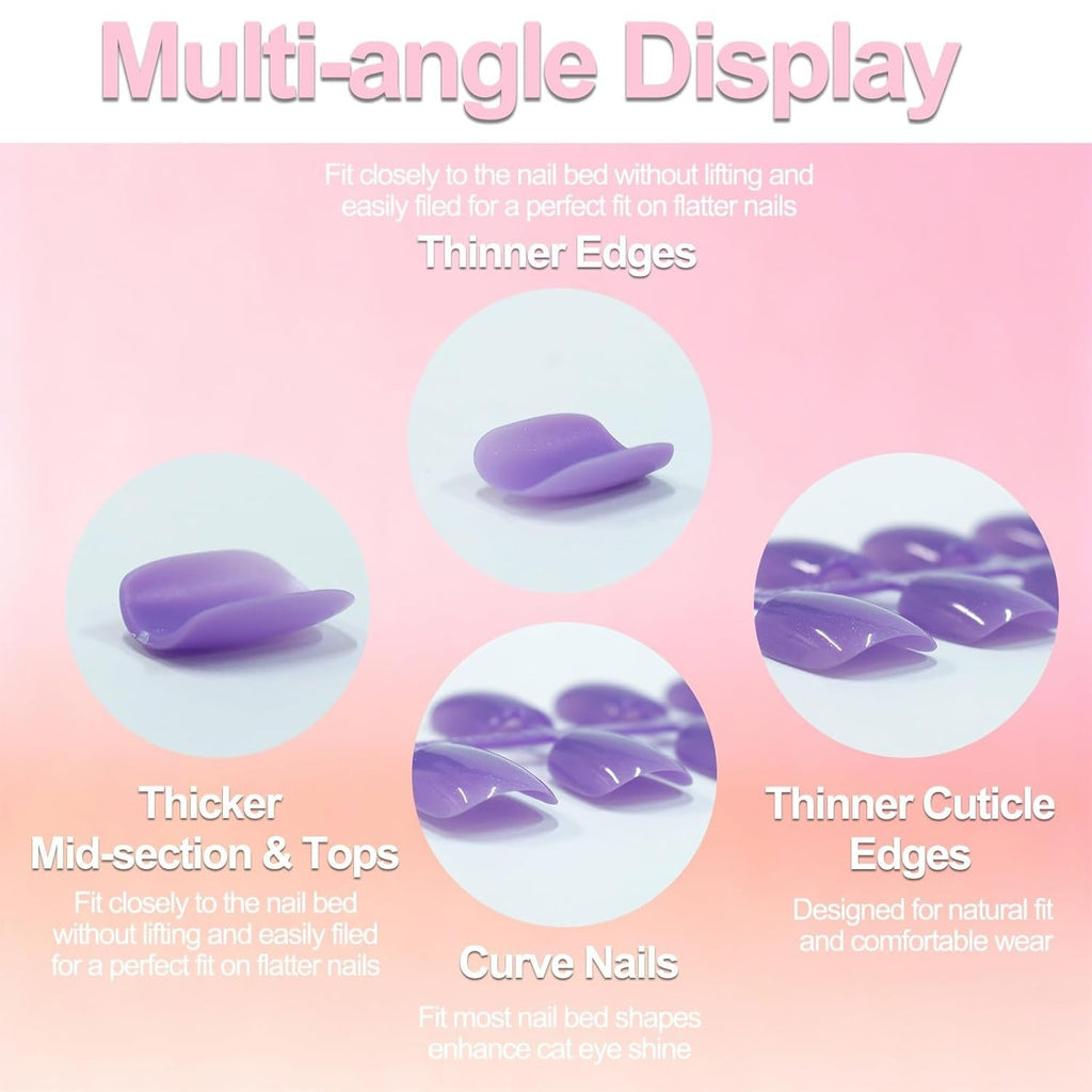 Cat Eye Press on Nails, 15 Full Sizes Range Pink Rude Cat Eye Nails Press Ons 4